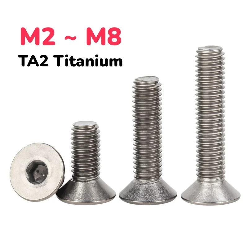 M2 M2.5 M3 M4 M5 M6 M8 TA2 Titanium Hexagon Hex Socket Head Flat Countersunk Bolt Screw