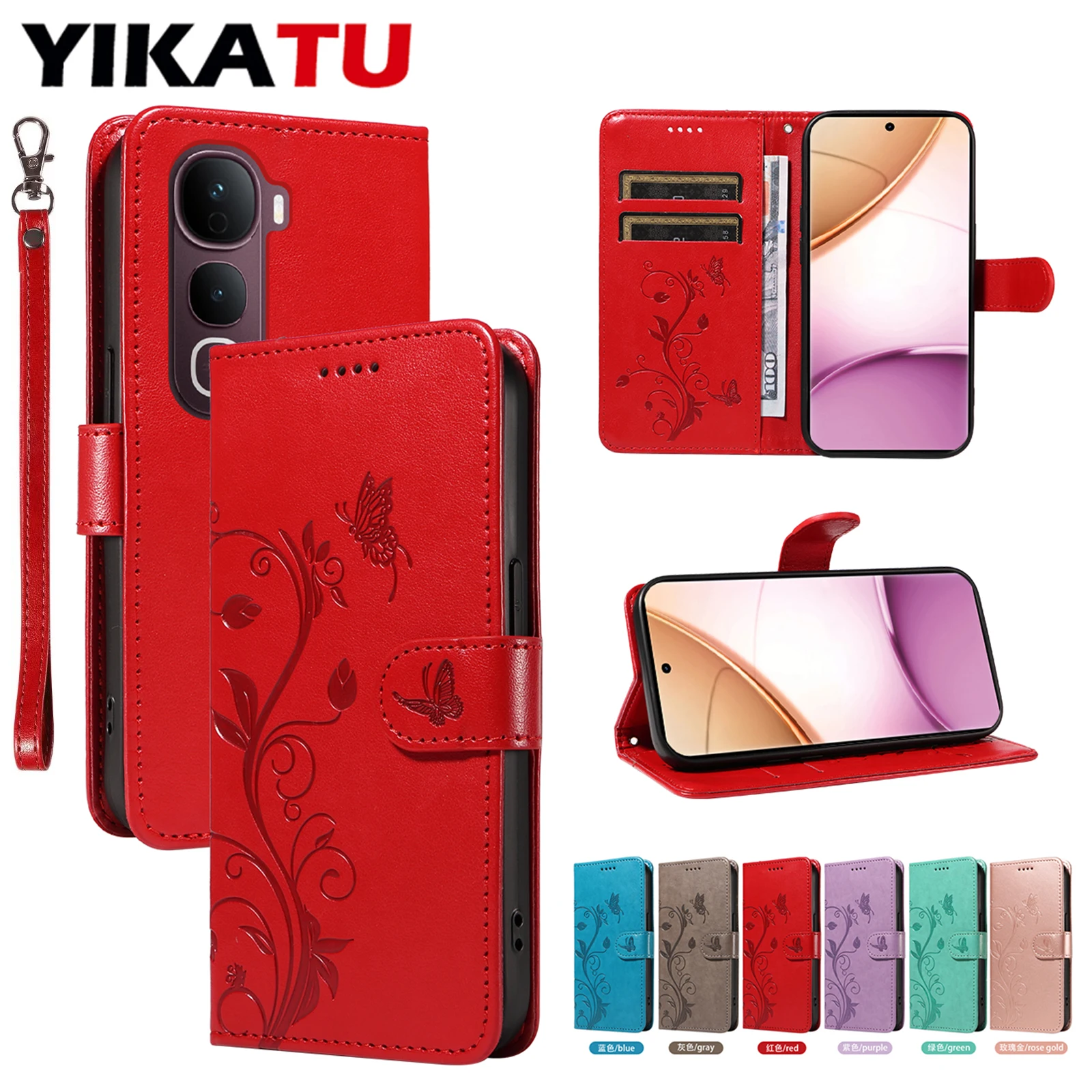 

Wallet Case For VIVO Y400 Pro Y300T Y200i 5G Y200E Y200 Y78 Plus Y39 Y38 Y37C Y35 Y33S Y31 Y29S Y29 Y28 Y27 Y22S Y22 Y21 Y21D