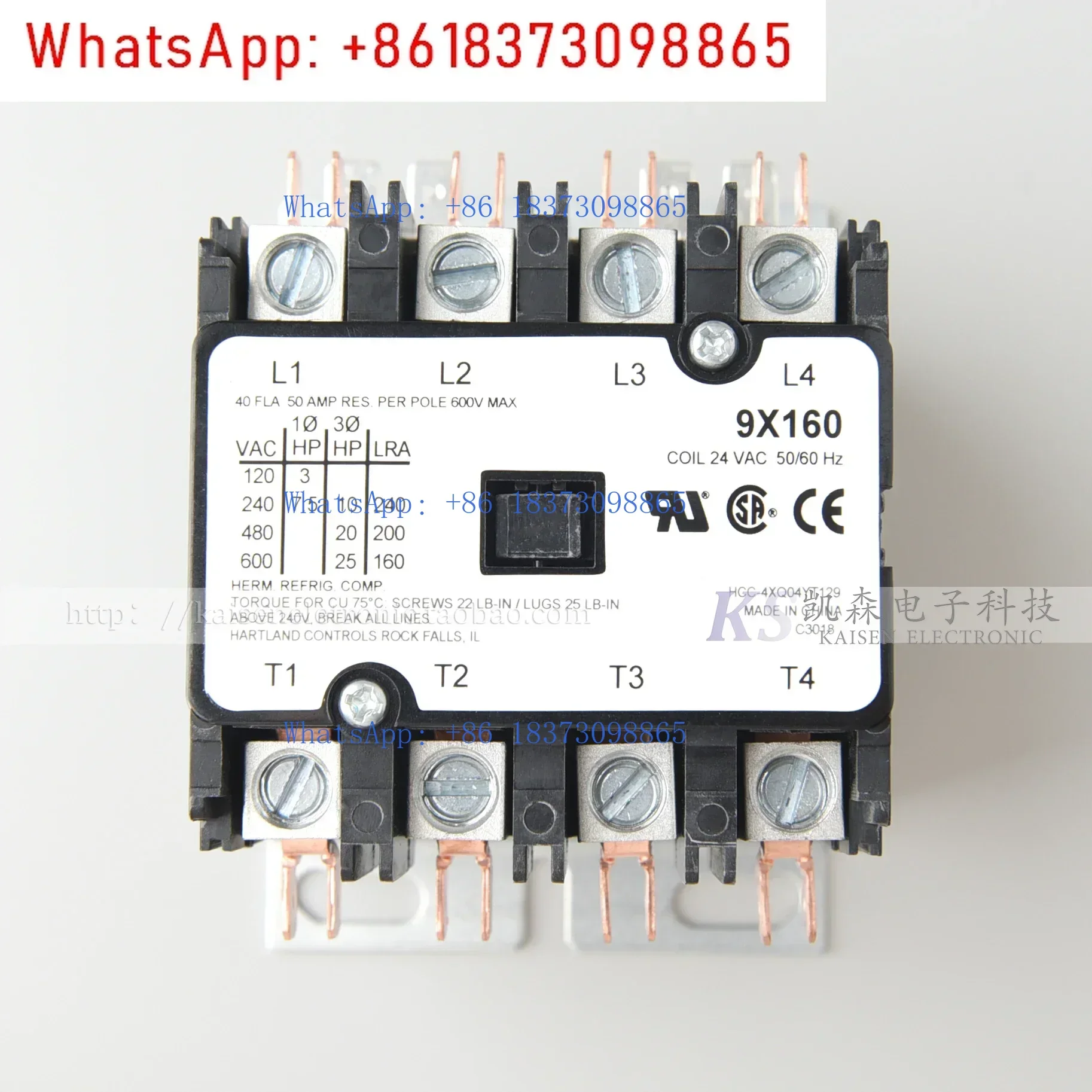 

9X160 HCC-4XQ04YT129 Контактор переменного тока 24 В 40 А для станка плазменной резки