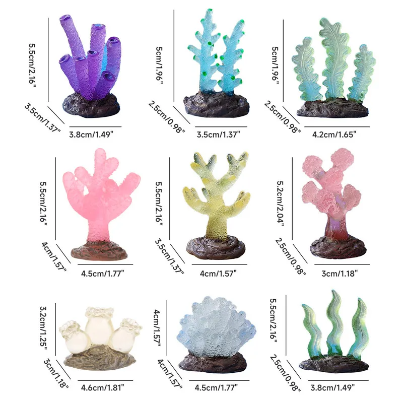 Aquariums Glowing Resin Coral Decoration Fish tank Aquatic Underwater Ornament Landscaping Safety Decor for Fish Shirmps