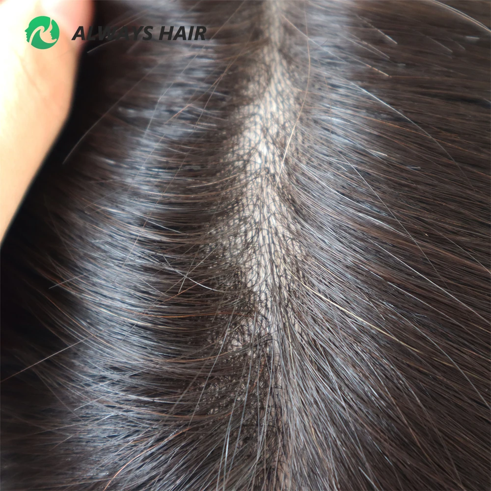 TP22- All Knotted Polyskin Hair Topper Chinese Culticle Remy Hairpieces for Women 16