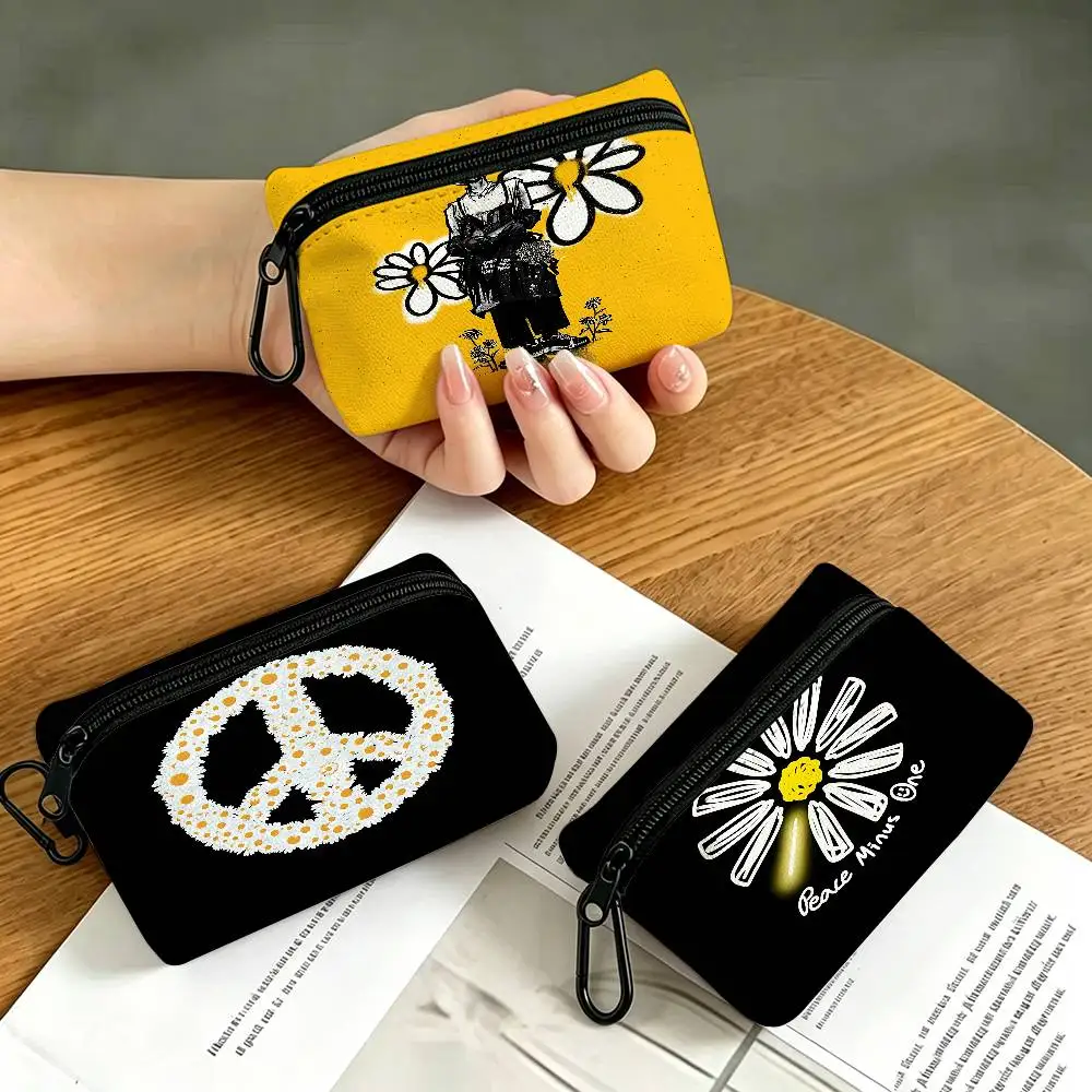 P-P-Peaceminusones LOGO Oxford Cloth Zipper Wallet Multifunctional Hanging Coin Bag For Credit Cards Keys Coins Earbuds