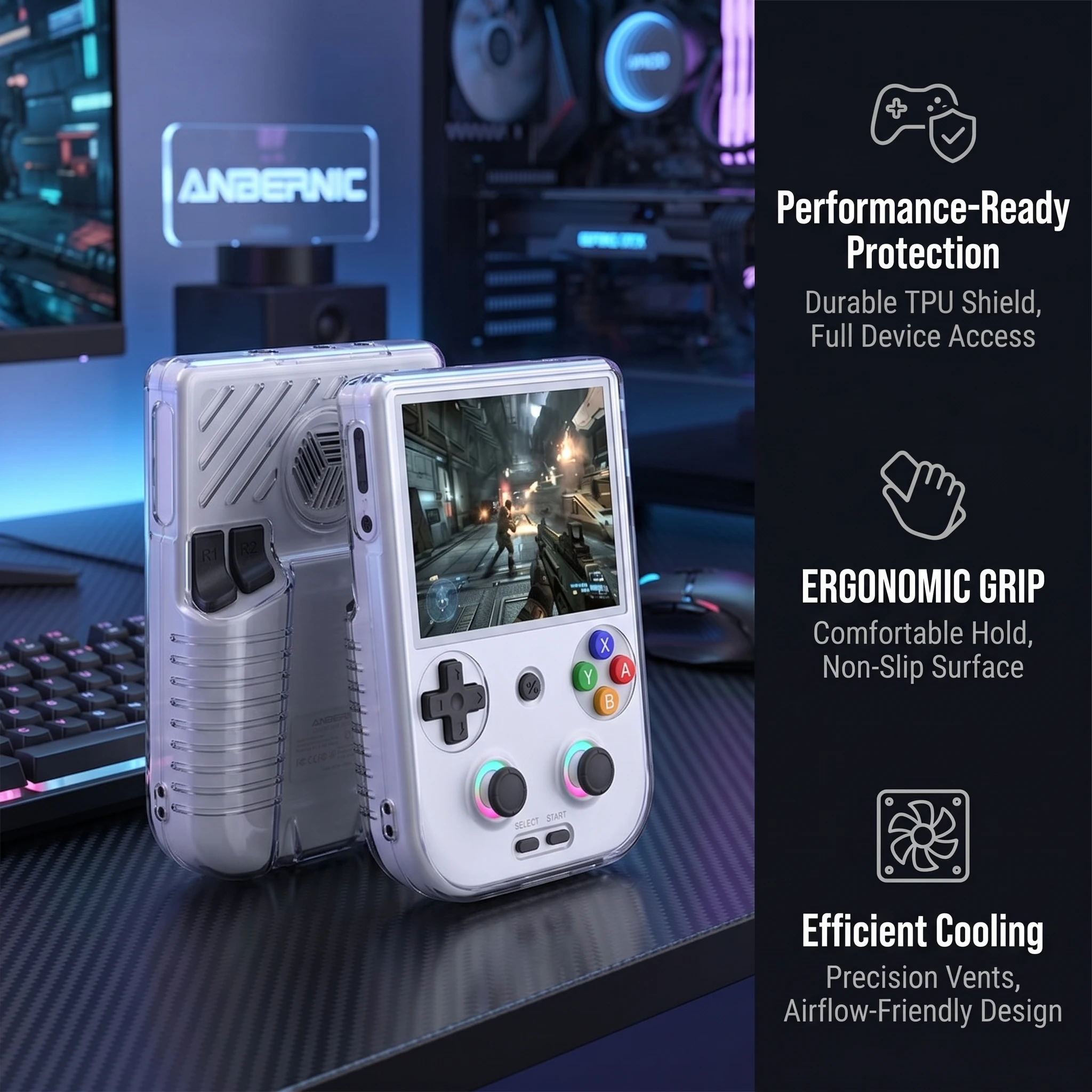 Protective Case for ANBERNIC RG406V Clear TPU Soft Cover Retro Handheld Game Console Skin Shell Anti-Scratch Guard Accessories