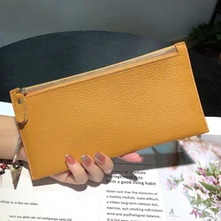 2024 Nieuwe Lange Portemonnee Echt Leer Vrouwen Portefeuilles Ultradunne Telefoon Clutch Bag Eerste Laag Van Koeienhuid Portemonnee Vrouwelijke kaarthouders