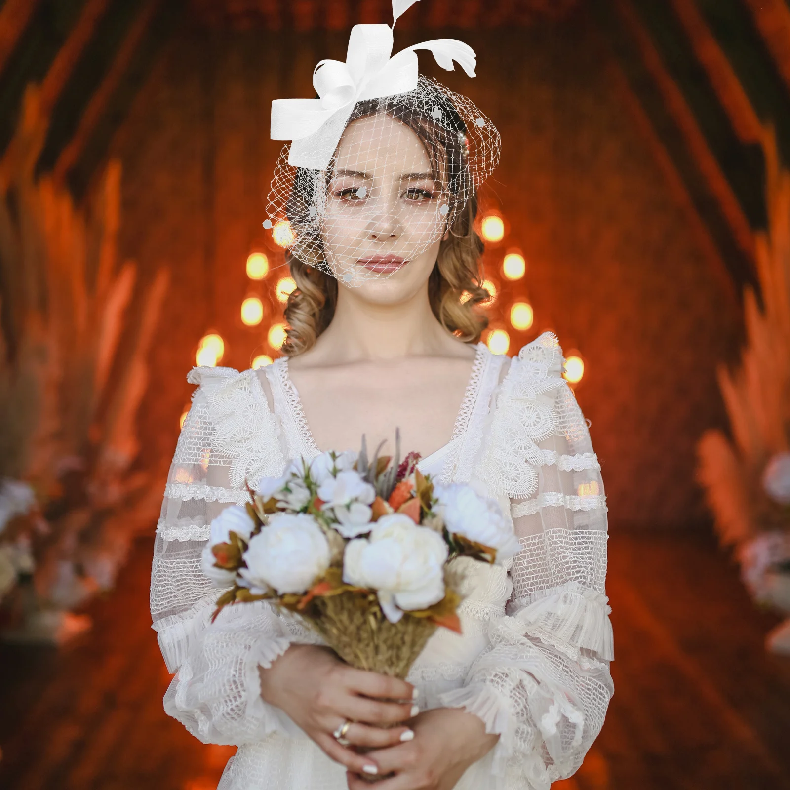 メッシュフェイスベールエレガントなブライダルヘッドピース結婚式プロムコスプレパーティーダンス仮面舞踏会レトロレディヘッドドレス