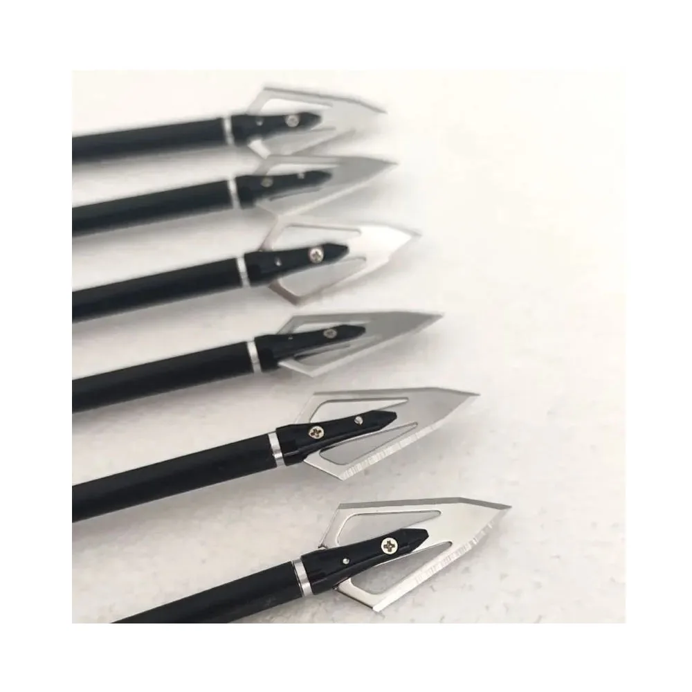 رؤوس السهم برودهيدز 100 حبة مع علبة 2 سهام شفرة ثابتة نصائح رؤوس السهم لمجمع/قوس منحني للصيد في الهواء الطلق