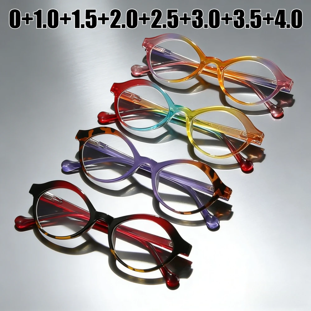 

Unisex Retro Round-Frame Reading Glasses Stylish Blue Light Blocking Presbyopia Glasses Stylish High-Definition Glasses +3.5+4.0