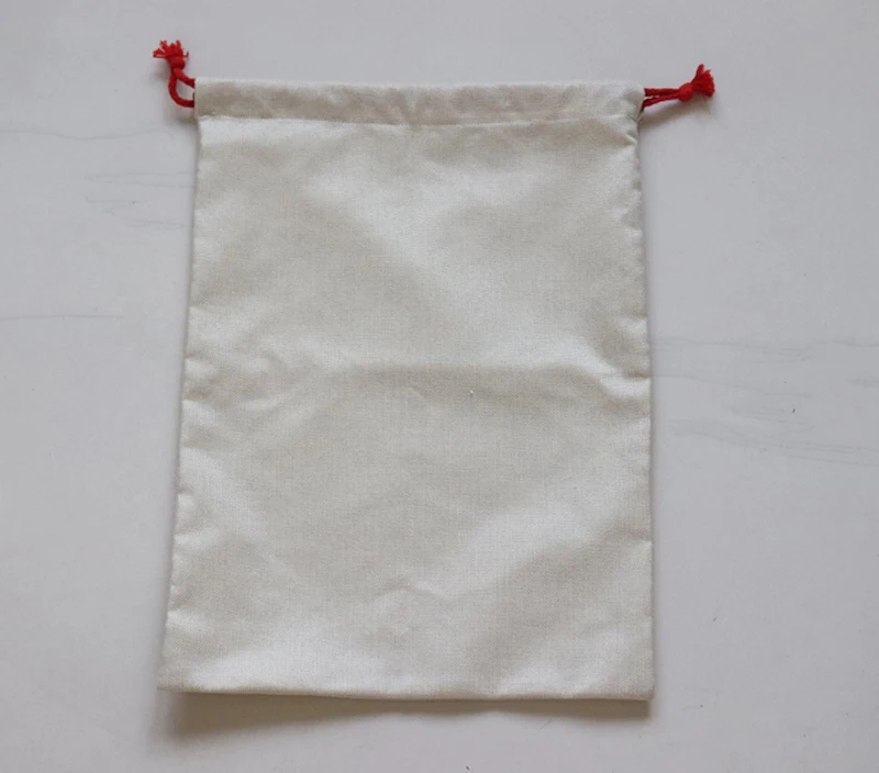 20 pçs sublimação diy branco em branco linho natal hollow drawstring saco