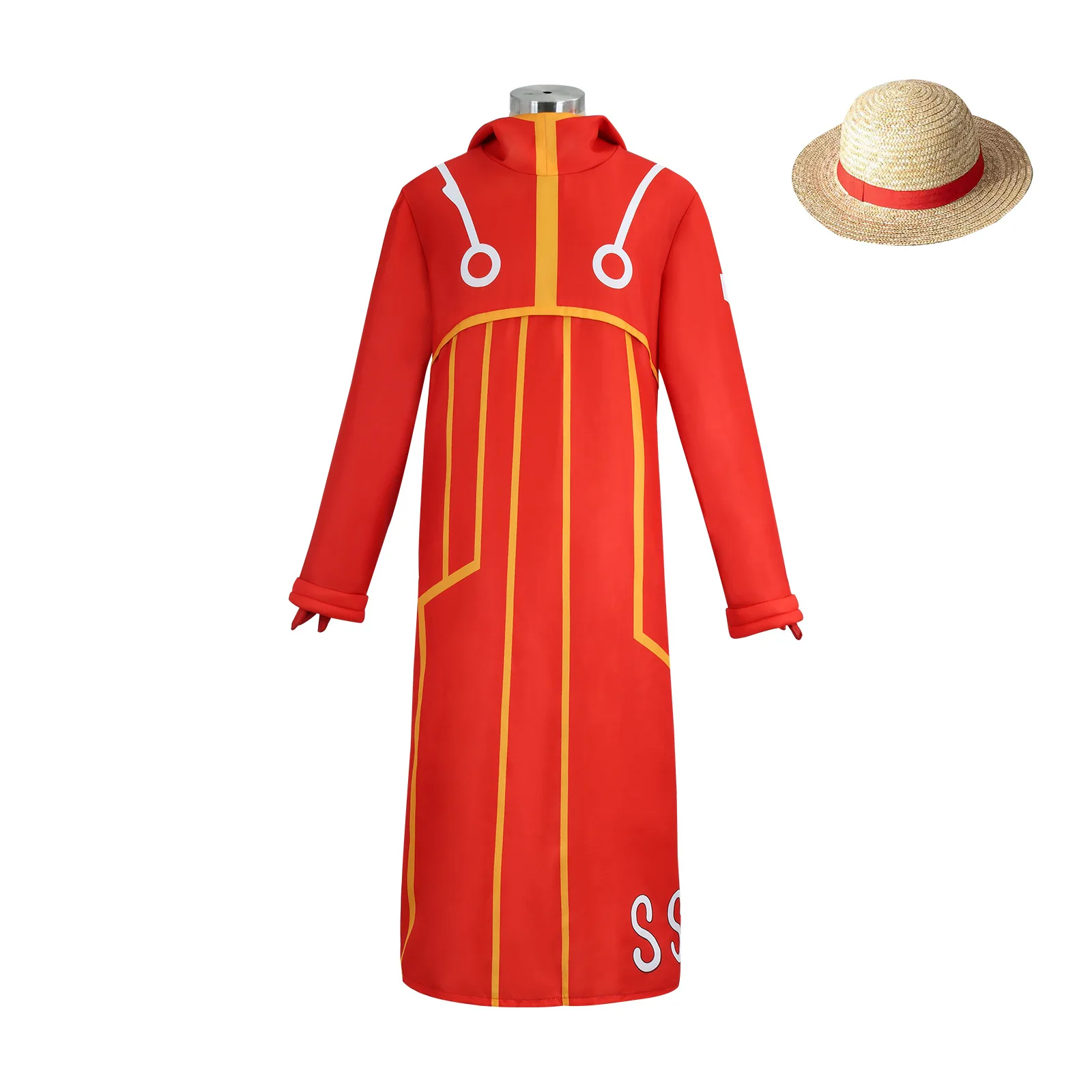 Disfraz de Anime Egghead Monkey Island D Luffy para hombre, traje de Cosplay de una pieza, bata roja, traje de Claok con sombrero, guantes, traje de Carnaval de Halloween