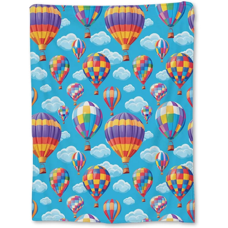 Color hot air balloon casual fashion blanket soft, lightweight, comfortable flannel sky warm blur sofa bed decoration