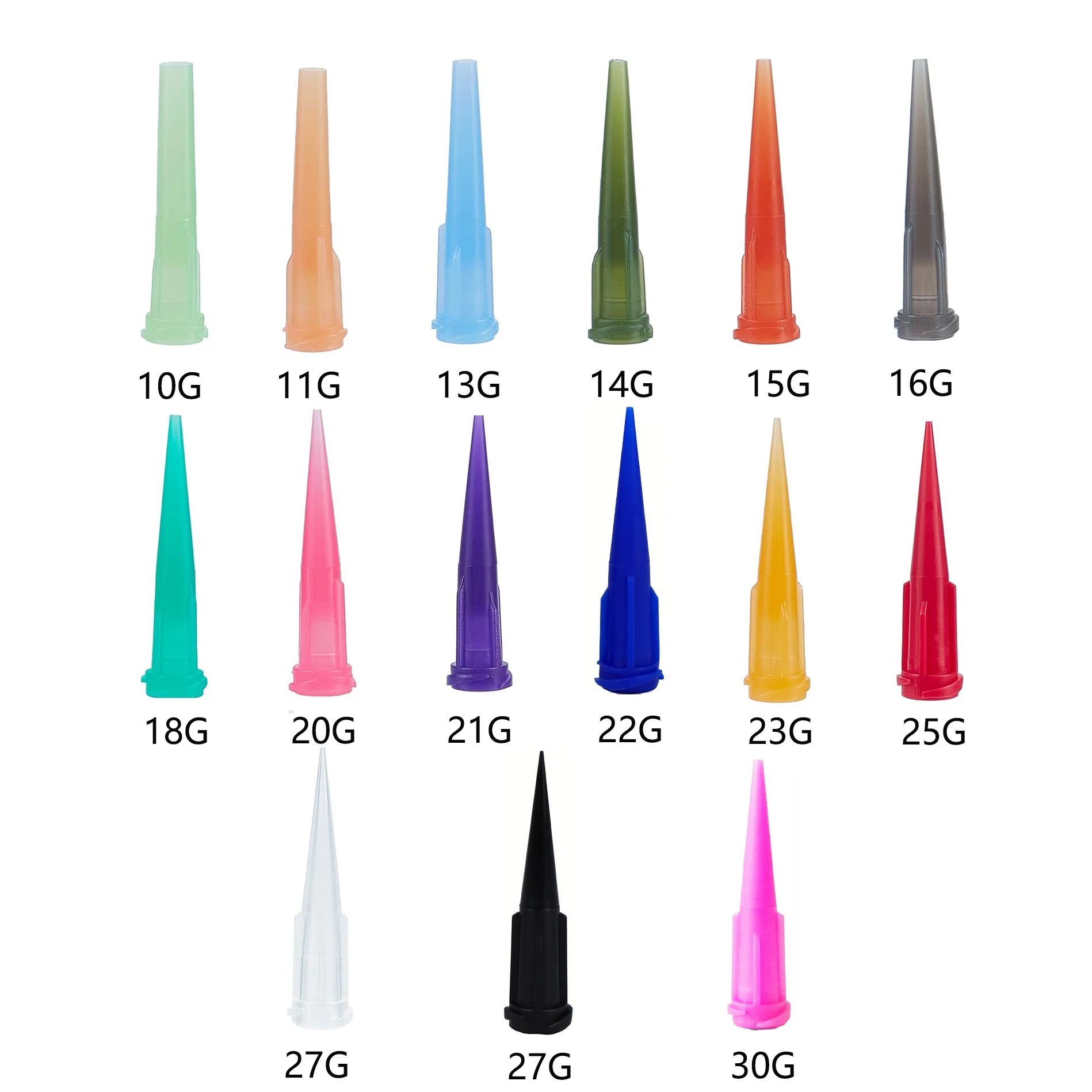 100PCS 10-30G 30mm TT Plastic Tapered Pinhead Conical Luer Lock Syringe Dispensing Needle Blunt Tip  for Refilling Glue Fluid