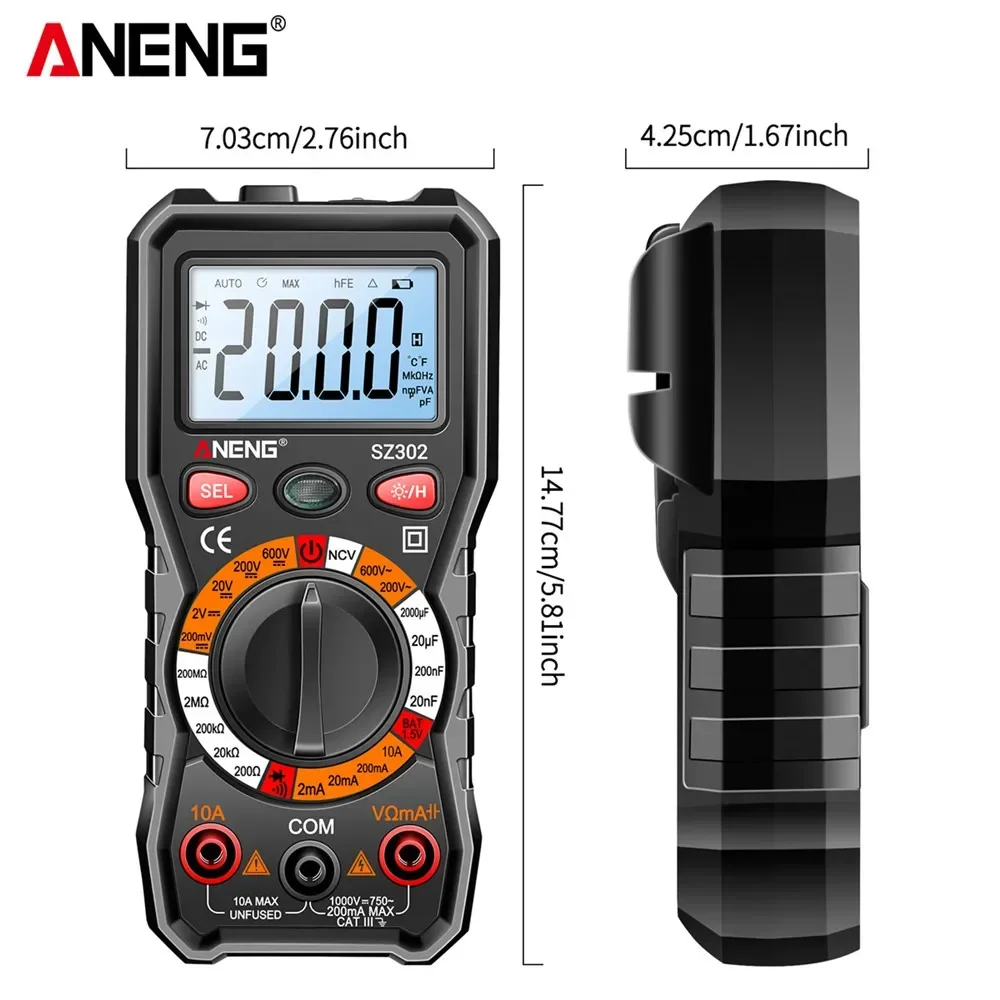 Picture 4: ANENG SZ301/SZ302 Digital Multimeter Professional LCD Auto AC/DC Votage Tester Diode Tester Current Professional Detector Tool