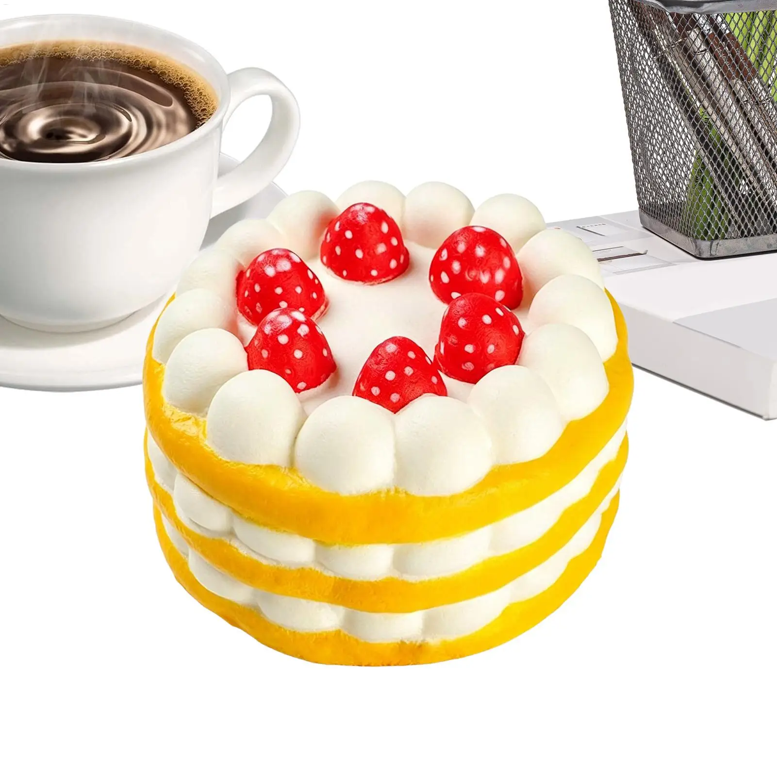 Strawberry Cake Shape Stress Ball Big Cheese Shapeable Squeeze Ball Non-Bounce Fidget Toy Sensory Anti-Stress Christmas Gift