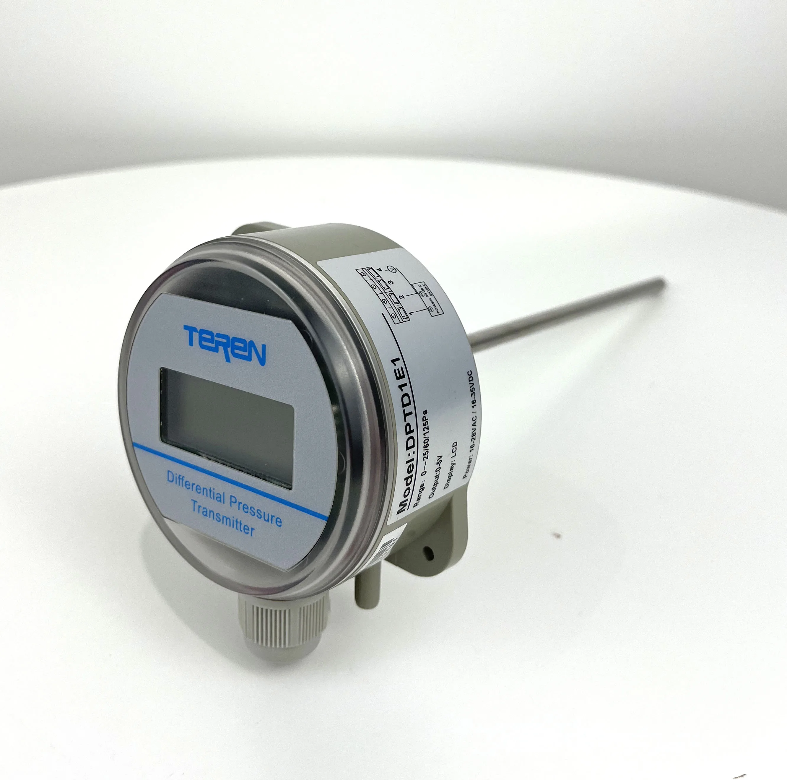 Trasmettitore di pressione differenziale montato su condotto 0-25/60/125 Pa con uscita RS485/Modbus