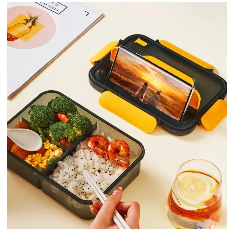 Large Capacity Plastic Microwave Lunch Box with Tableware Office Student Portable Lunch Box suit