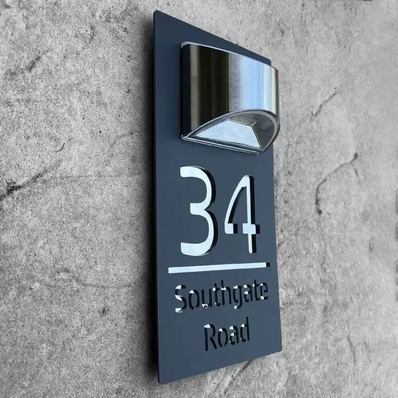 Personalized Solar House Numbers for Outside Custom Solar Address Sign LED Address Numbers Modern Plaque for Garden Yard Home