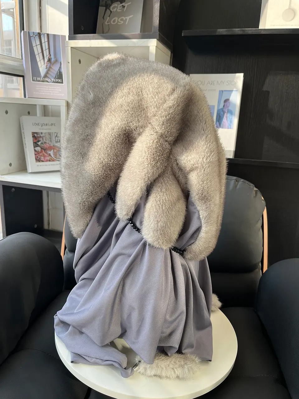 Kunstnerzfell-Mütze mit Kapuze für Damen, Winter-Wärme, Luxuriöser Vollpelz-Kunstnerzschal, Stilvolle Modische Damen-Outdoor-Kopfbedeckung – Detail 19