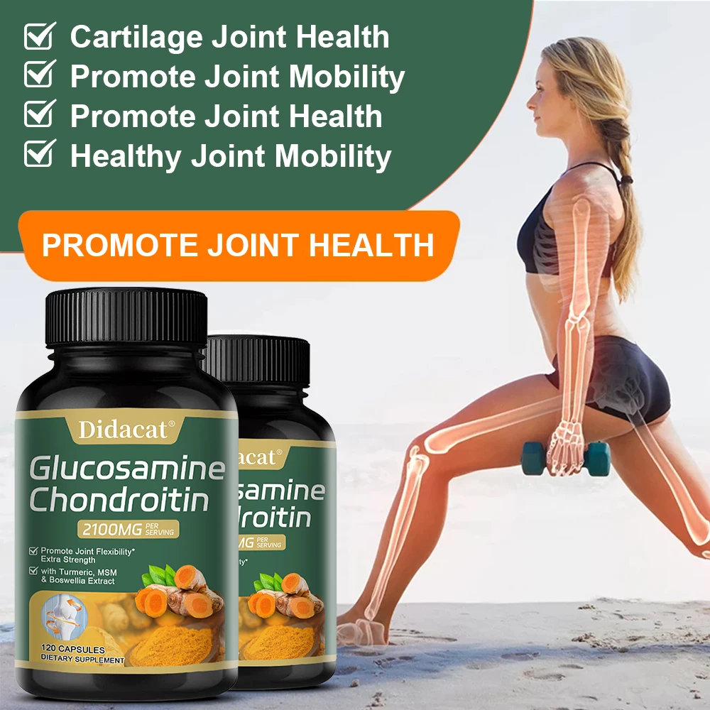 Glucosamine Chondroitin and Turmeric Capsules - Joint Complex Supplement, Strengthen Bones, Joint Health, Bone Density