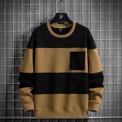 2024 Spring Men Stripe Sweatshirt Cotton Oversized Hoodies Men Long Sleeve O-Neck Pullovers Male Streetwear Fashion Tops 6Xl 8Xl