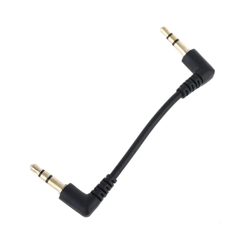 652F Metal Cable Dual 90 Degree Right Angled 3.5mm Male to Male Stereo AUX Cord Wire for Car AUX Speakers