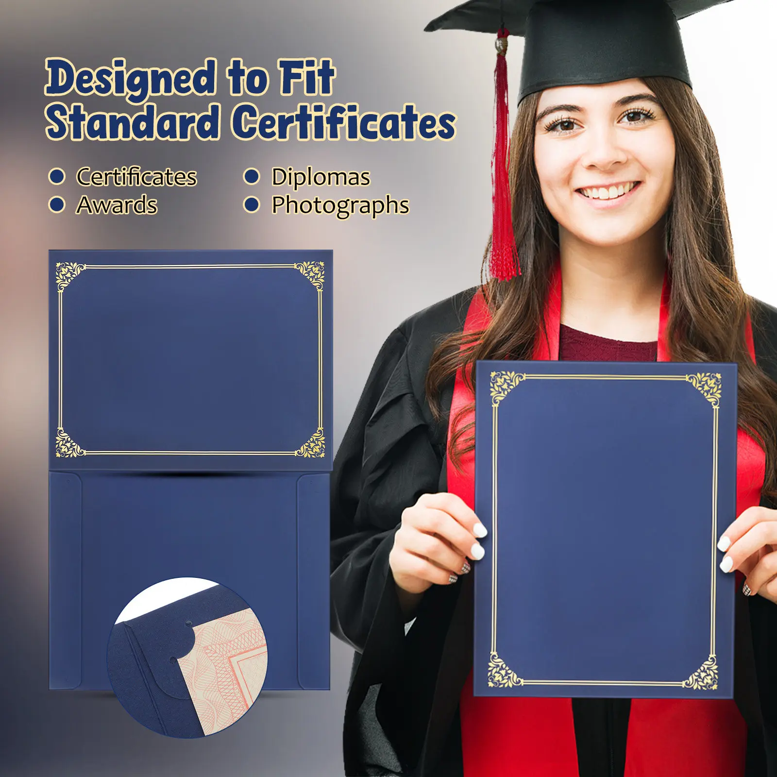 30Pcs Premium Foil Border Certificate Holder Diploma Cover Award Certificate Folder Graduation Display Frame Sturdy Paper