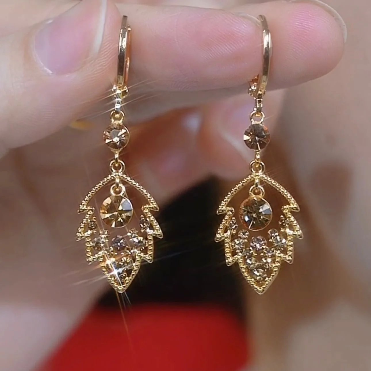 Maillard Coffee Color Inlay Crystal Exquisite Long Tassel Earrings for Women Fashion Light Luxury Earrings Wedding Party Jewelry