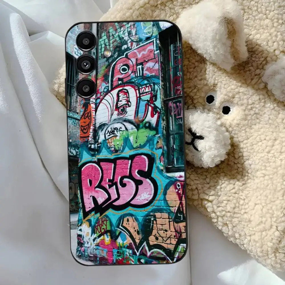Graffiti  Phone Case For Samsung S24,23,22,30,21,10,9,Ultra,Plus,Lite,FE,5G Black Soft Case