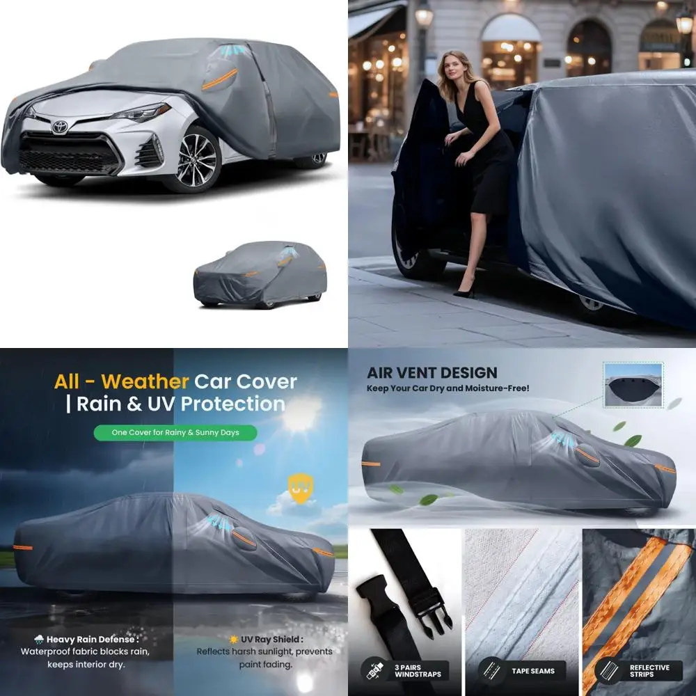 

Breathable Waterproof Car Cover with Premium Cotton Liner and Zipper, Upgraded for 2018-2025 Models