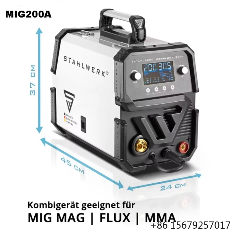 Agency Available Customized 4 in 1 NO Gas Gasless MMA TIG Welders 220V Digital Screen Welding Machine for Stahl Werk MIG200A