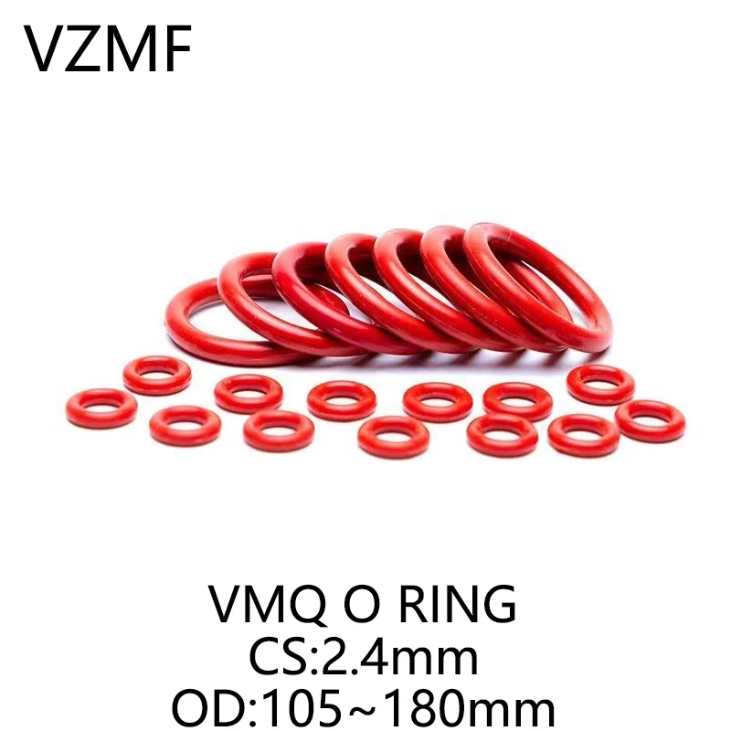

VMQ Red Silicone O-Ring OD 105~180mm Thickness CS 2.4mm Sealing Ring Waterproof & Insulated Gasket Washer