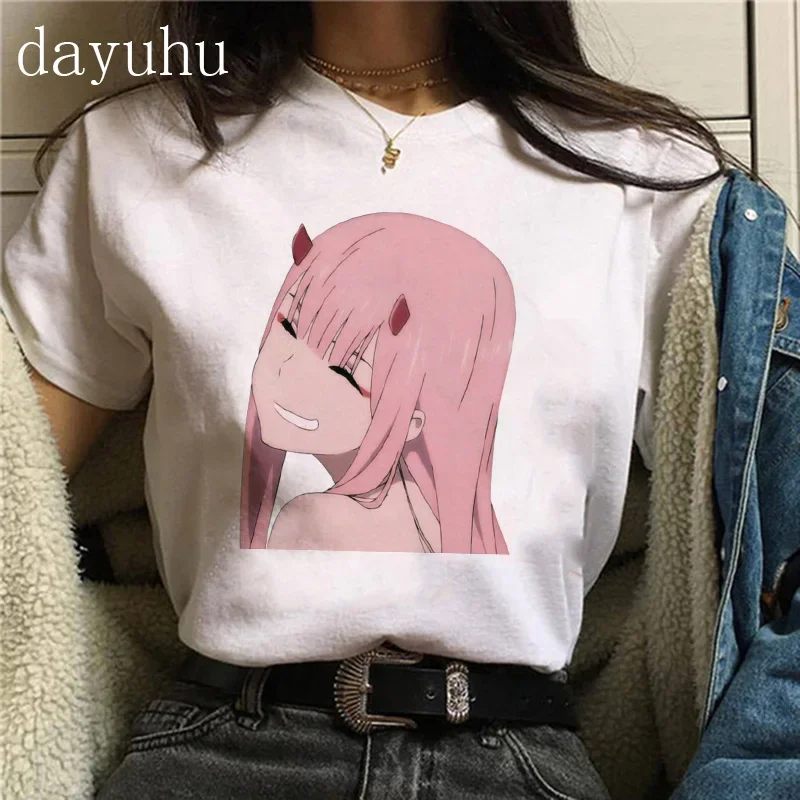 Kawaii Japanese Anime Darling In The Franxx Zero Two T Shirt Women Harajuku Graphic Tees Tops Unisex Tshirt Female T-shirt Manga