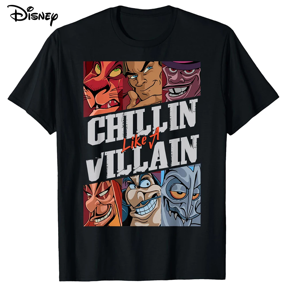 

Disney Villain Chillin' Like a Villain Group Photo T-shirt for Men 2025 New 3D Graphic Short Sleeve Tee Oversized Men's T-shirt