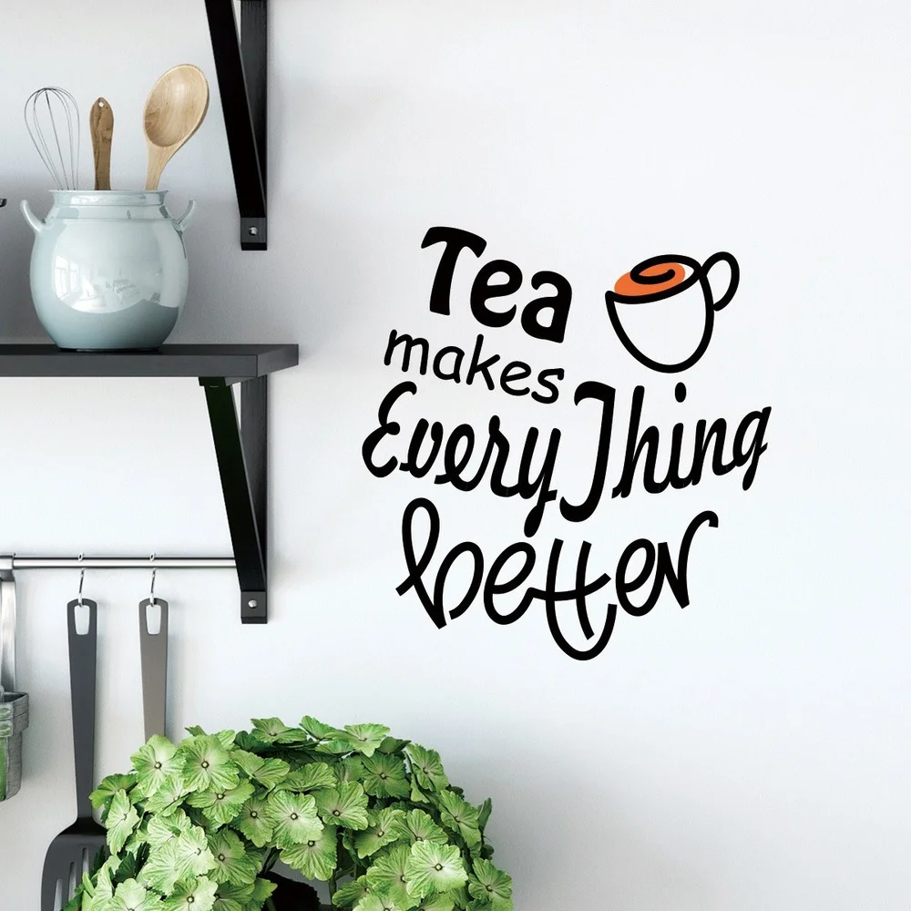 

English Slogan Tea Makes Wall Stickers Office Rest Area Decorative Wall Stickers Self-adhesive Wall Stickers