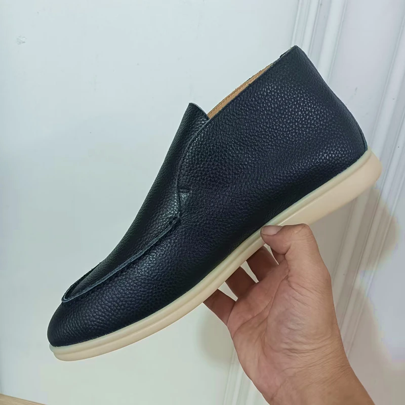 للجنسين عالية أنبوب المتسكعون أحذية رجالية عادية جميع الجلود الحقيقية المشي أحذية نسائية حذاء الكاحل جلد البقر المدبوغ #6