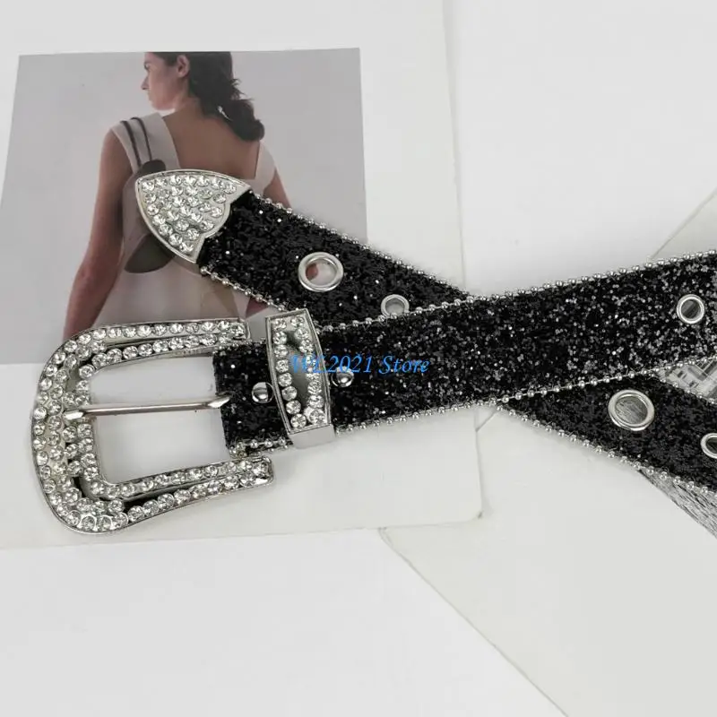 G5GC 청바지용 쿨 고딕 글리터 벨트 펑크 걸스 스트리트용 스터드 벨트