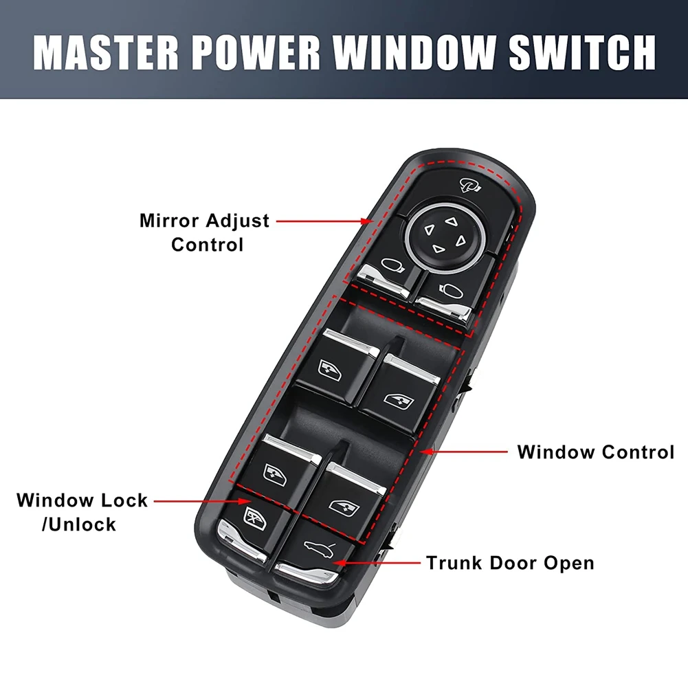 Master Driver Side Power Window Switch 7PP959858RDML Replacement for Porsche Panamera Cayenne 2010-2014