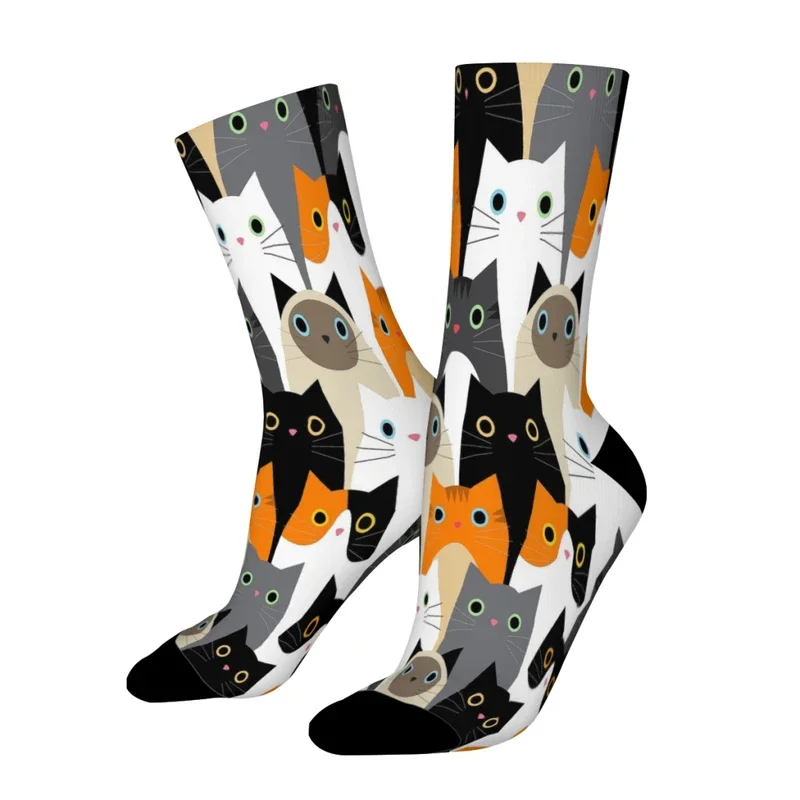 Big Eyes Cat Meek Haughty Languor Vivacious Sprout Straight Socks Male Mens Women Winter Stockings Polyester Hip Hop