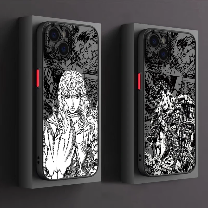 Anime Berserk Guts Griffith For Apple iPhone 15 14 13 12 11 XS Mini Pro Max 8 7 XR X Matte Frosted Translucent Phone Case