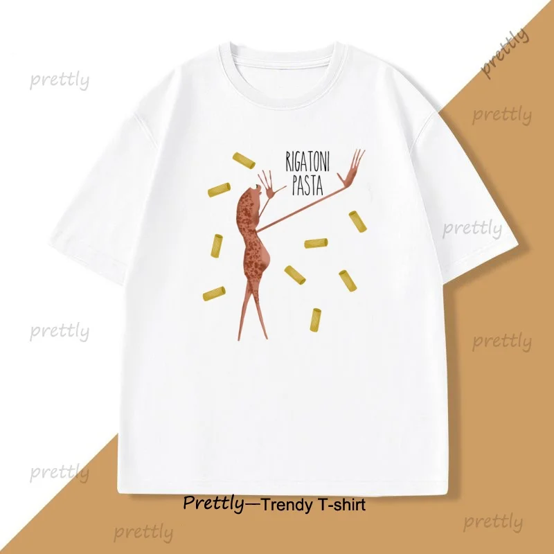 دودة ريجاتوني المعكرونة تي شيرت رجل عادية كم قصير مضحك ميمي تي شيرت تتجه قصيرة الأكمام التي شيرت بلايز ملابس للرجال