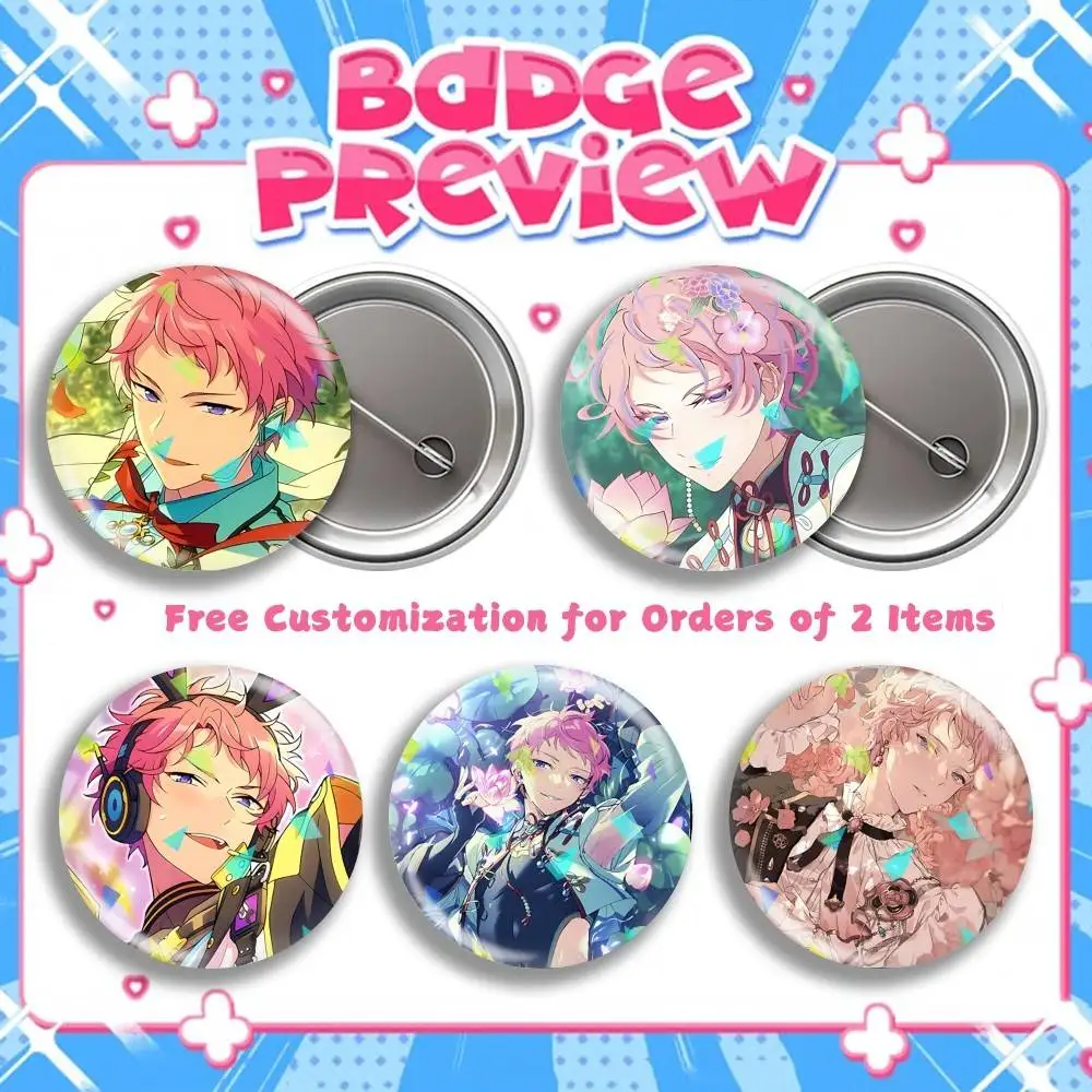 Oshi-san Shu Itsuki E-Stars Round Badge Pins Creative Pins Bag Decor Accessories Fan Collection Gifts for Friends