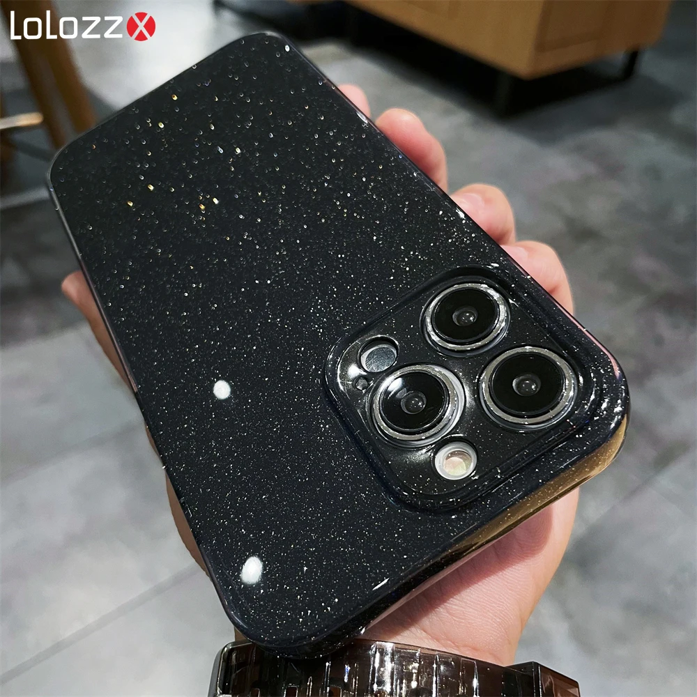 Funda de teléfono de Color gelatina con purpurina de lujo para iPhone 16 15 11 12 13 14 17 Pro Max XR XS Plus, funda de silicona suave brillante a prueba de golpes