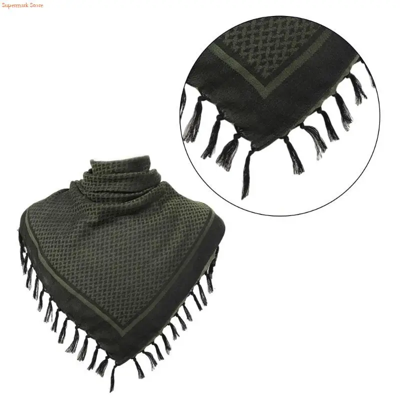 Q5WE Arab Keffiyeh Shemagh Square Scarf Lightweight Neck Warmer Cover Desert Scarves
