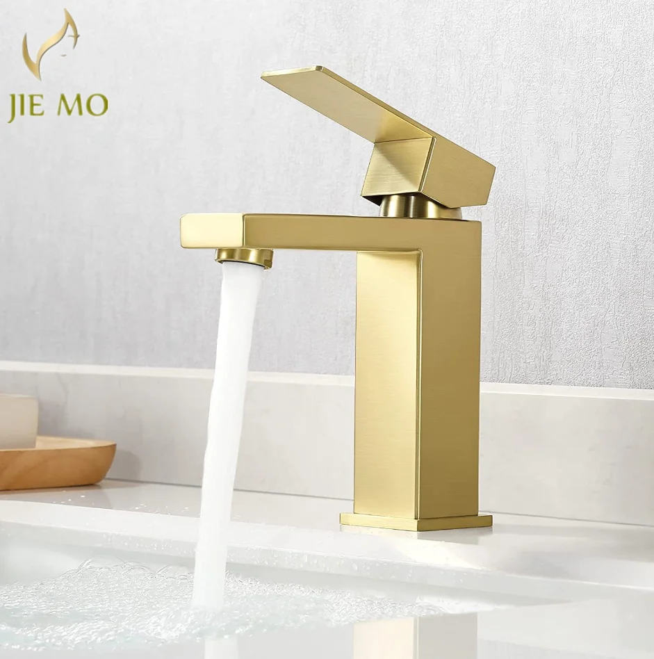 

Смеситель для раковины из нержавеющей стали 304, для горячей и холодной воды, золотистый и черный, для установки под раковину, смеситель для смешивания воды