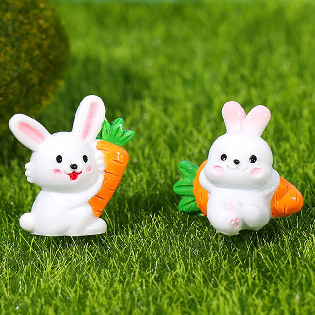 

8 Pcs Small Bunny Figurine Fairy Micro Landscape Rabbit Mini Toys Animal Decor Little Foo