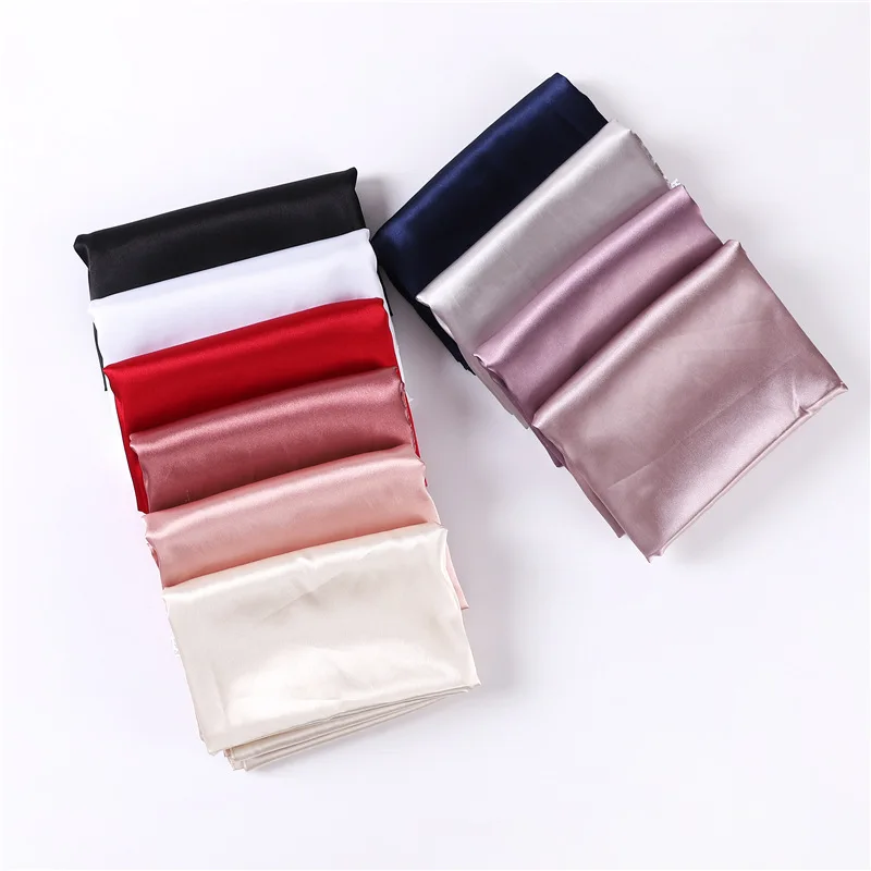 

NEW Color Women Plain Silk Satin Hijab Scarf Different Sides Solid Color Long Shawl Muslim Women Smooth Silk Like Underscarf