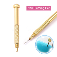 Nail Rivet Piercing Pen Gold Stainless Steel Nail Hand Dangle Drill Hole Maker Perforated Punk Nail Piercing Art Dangle Charms