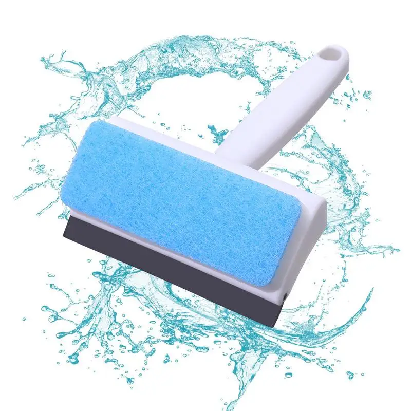 2 in 1 Glass Wiper Window Cleaner Household Window Cleaning Tool Glass Cleaner Dual-use Sponge Cleaning Brush with Holes