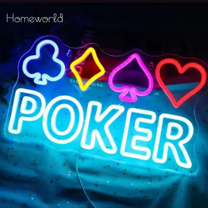 Playing Cards LED Neon Sign Adjustable Brightness USB Powed Suitable for Bars Card Rooms Clubs Gatherings with Friends