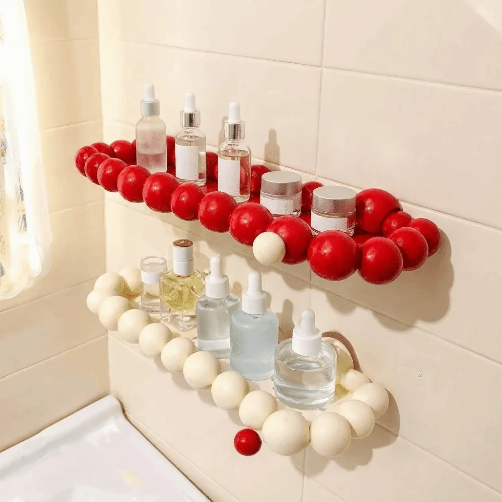 Picture 5: Plastic Cloud Suction Cup Storage Rack Wall Mounted Large Capacity Cosmetics Storage Rack Removable Punch Free
