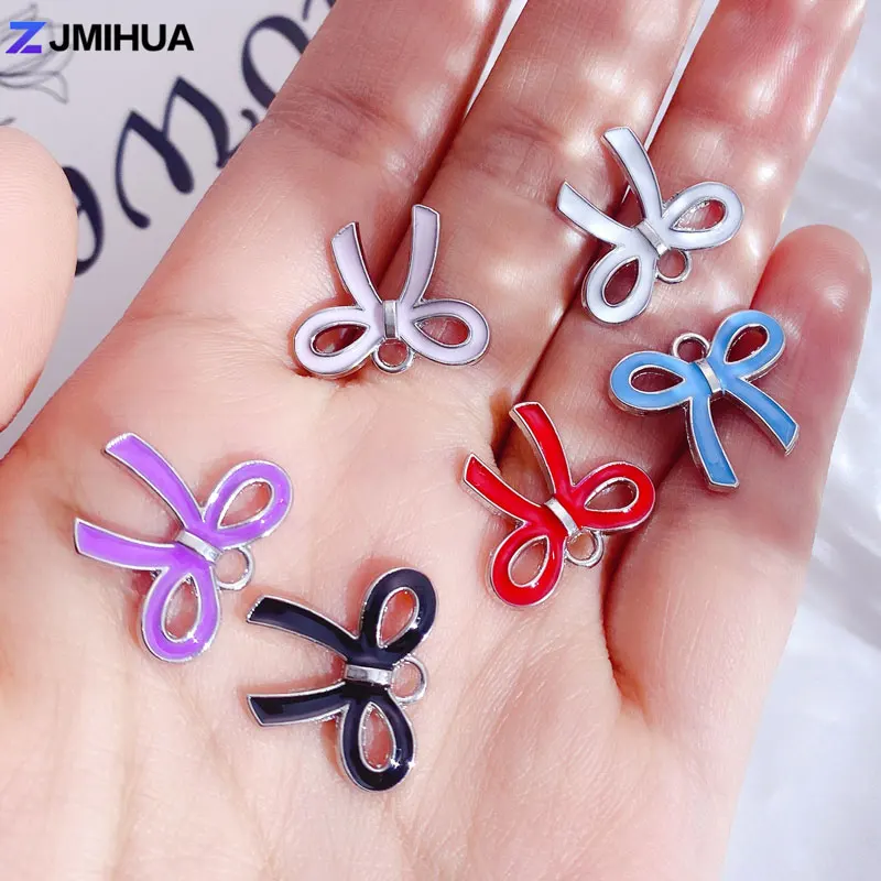 15 stücke Nette Bowknot Charms Anhänger Drop Öl Charme Für Schmuck Machen Ohrringe Armbänder Halsketten DIY Handgemachte Accessoires